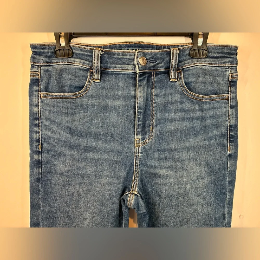 American Eagle High Rise Jegging Size 10 Long Next Level Stretch Skinny Med Wash - Picture 3 of 8